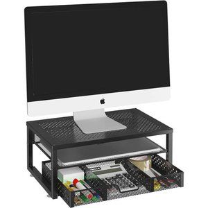 Simple Trending-Metal Monitor Stand Riser andComputer Desk Organizer with Drawer